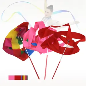 2m Twirling Satin + Tongkat Twirl / Aksesoris Tari Balet Ballet / Twirl Ribbon Tongkat Gymnastic Pita Tarian Tamborin