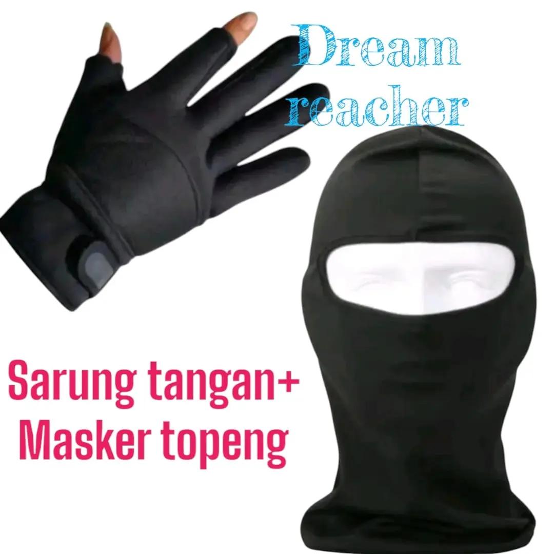SARUNG TANGAN SNIPER POLOS + MASKER TOPENG