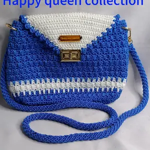 TAS RAJUT HANDMADE {biru_putih}