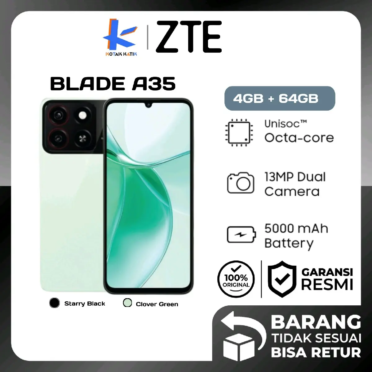 [AFF] Zte Blade A35 4/64 Gb New Garansi Resmi 1 Tahun