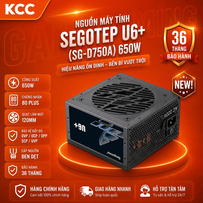 Nguồn Máy Tính Segotep U6+ (SG-D750A) 650W – Cấp điện ổn định, quạt êm, tối ưu gaming & làm việc