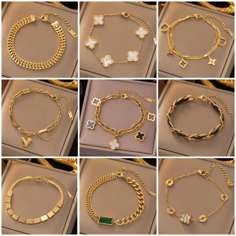 Titanium Steel Bracelet Women Ins Fashion Ornament Anti-Allergy Imitation Faded Bracelet Summer Accessories Gift