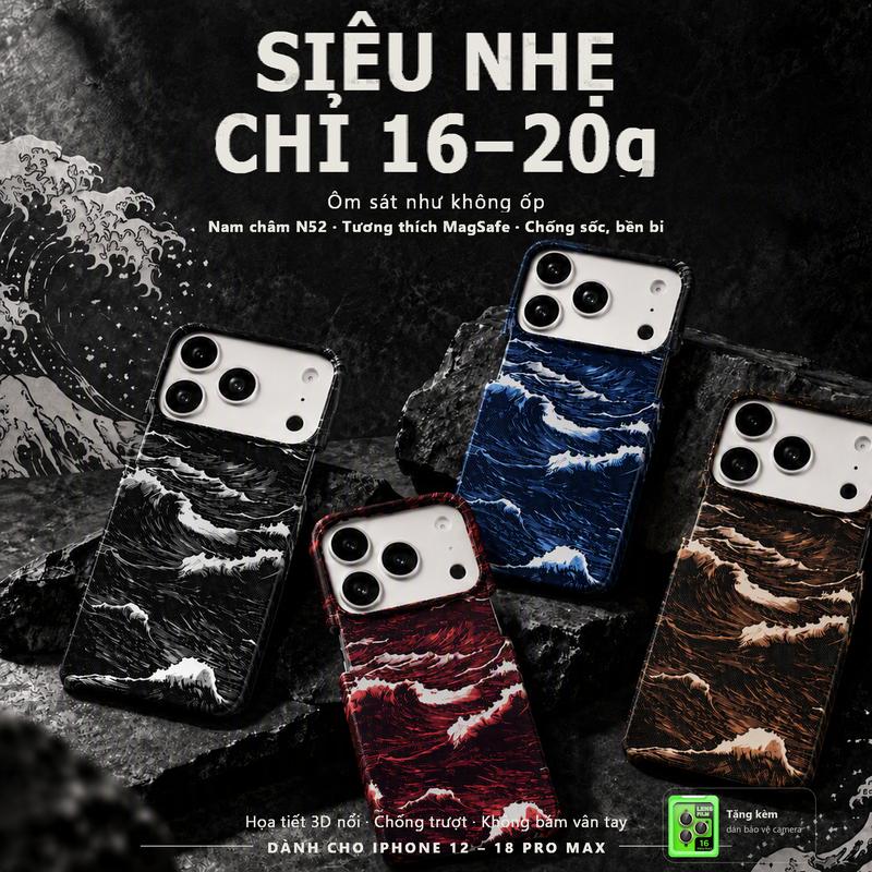Ốp Lưng Vân Sợi Carbon Nam Châm MagSafe Từ Tính, Siêu Mỏng Chống Sốc Chống Va Đập Bảo Vệ Camera, Tản Nhiệt, Chống Vân Tay, Dành Cho iPhone 17 Pro Max, iPhone 18 Pro Max, 17 Air, 16/15/14/13/12 Pro Max