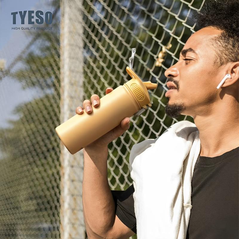 TYESO TS-8770C/8771C 600ml/750ml Vacuum Insulated Tumbler Bottle Keep Cold And Hot With Handle 304 Stainless Steel Slim Thermal Flask Thermos Water Bottle Sport Botol Air