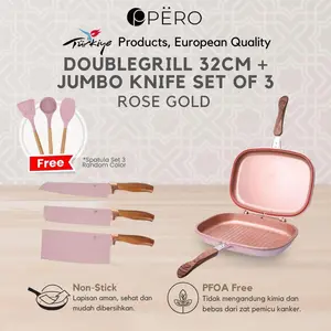 [CELYHOME PO FEBRUARI] Pero Doa Biogranite Double Grill 32cm + Jumbo Knife Set Of 3