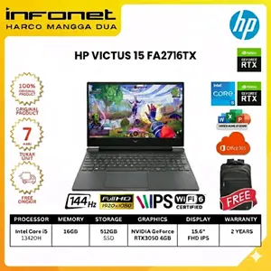 HP VICTUS 15-FA2716TX I5 13420H 16GB 512GB SSD RTX 3050 6GB 15.6" FHD W11H OHS21 MICA SILVER