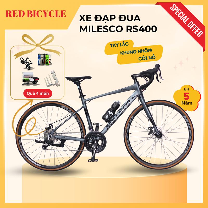 Xe Đạp Đua Milesco RS400 Khung Nhôm - Tay Đề Lắc Cối Nổ - Quà Tặng Hấp Dẫn
