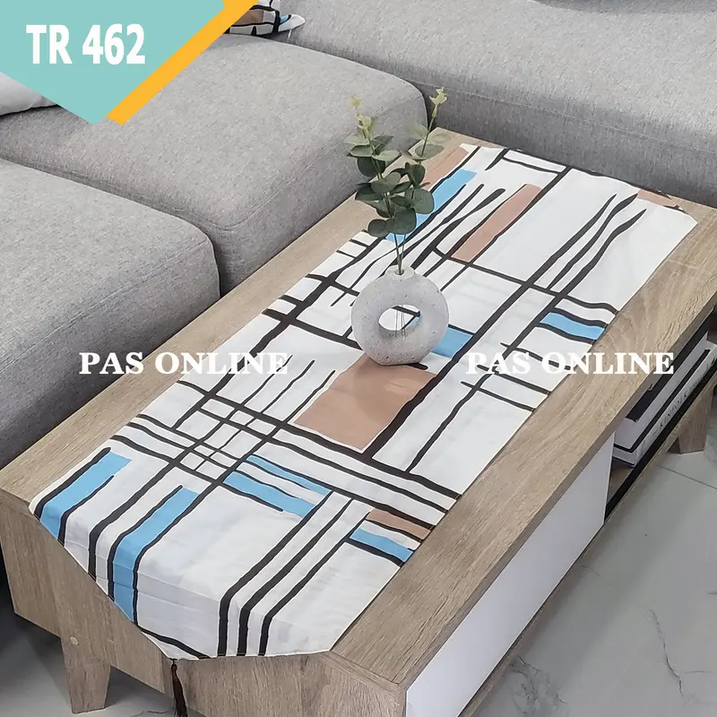 Table Runner / Taplak Meja Berbahan Kain Katun Polyseter dengan Tassel, Ukuran 120x40cm -  TR 3