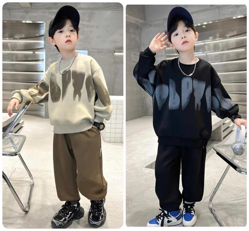 Bộ quần áo thu đông trẻ em 14-48kg cho bé trai chất nỉ da cá dày dặn ấm áp mẫu LOANG ĐÔNG. Bộ thu đông dài tay bộ nỉ cho bé trai và bé gái B29