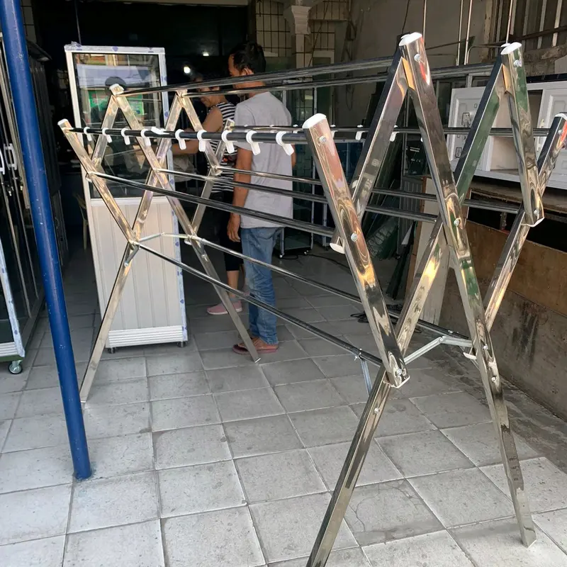 Jemuran Baju Stainless Steel Jumbo 180cm Anti Karat - Gantungan Pakaian Minimalis - Rak 0