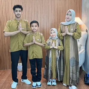 Mae Butik - Sarimbit Lavanya Couple Ibu Ayah dan Anak Bahan Silk Kombinasi Barbara Anti UV GAMIS LAVANYA Ideal untuk Acara Kondangan Busui Friendly dan Wudhu Friendly