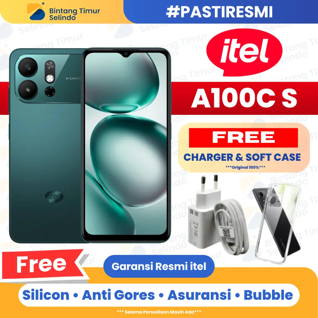 iTel A100C S 3/64GB 4/64GB | New Design | 6.66" | 5000mAh | Garansi Resmi
