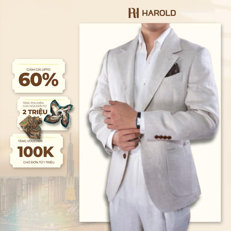 Áo Blazer Nam Harold Havana Linen 1 Hàng Khuy Season 2, Thiết Kế Sang Trọng, Vải Linen Tự Nhiên, Thoáng Mát, Sang Trọng