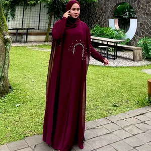 abaya hitam arabian LUNA ABAYA elegan simple turkey terbaru 2025 gamisabaya Ceruty Muslim abaya  sa'adah Mutiara Payet Mutiara Payet Wanita Mewah Kondangan Dress