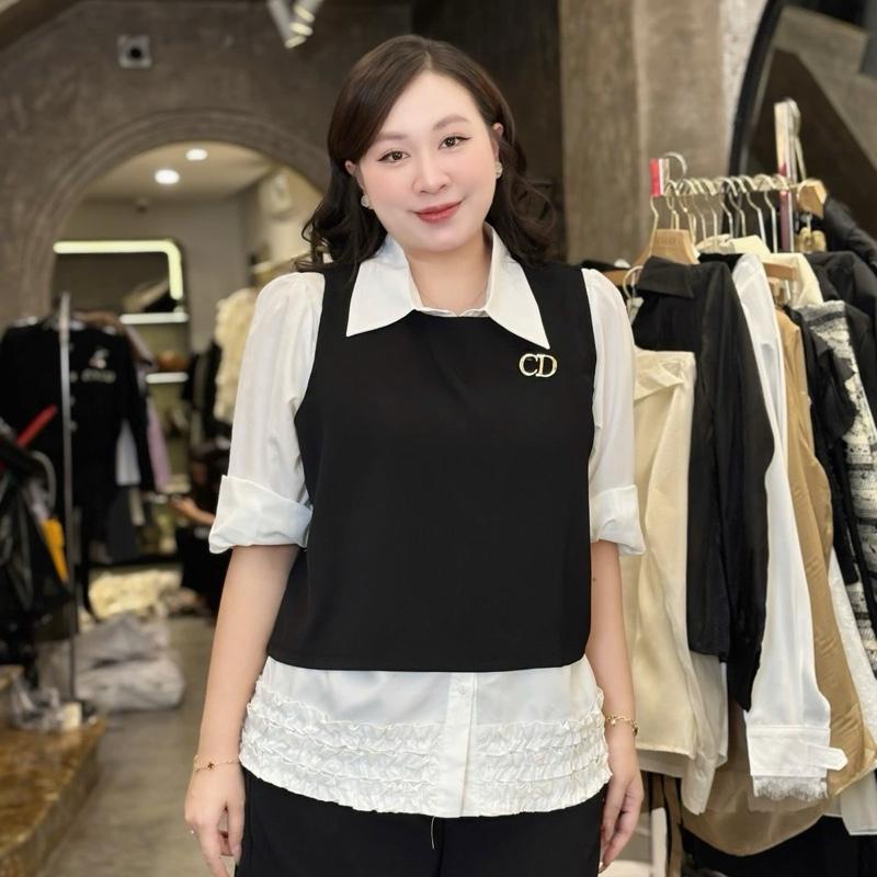  Bigsize Set 3 món somi bèo+ gile+ sooc đen- 21474 Women 