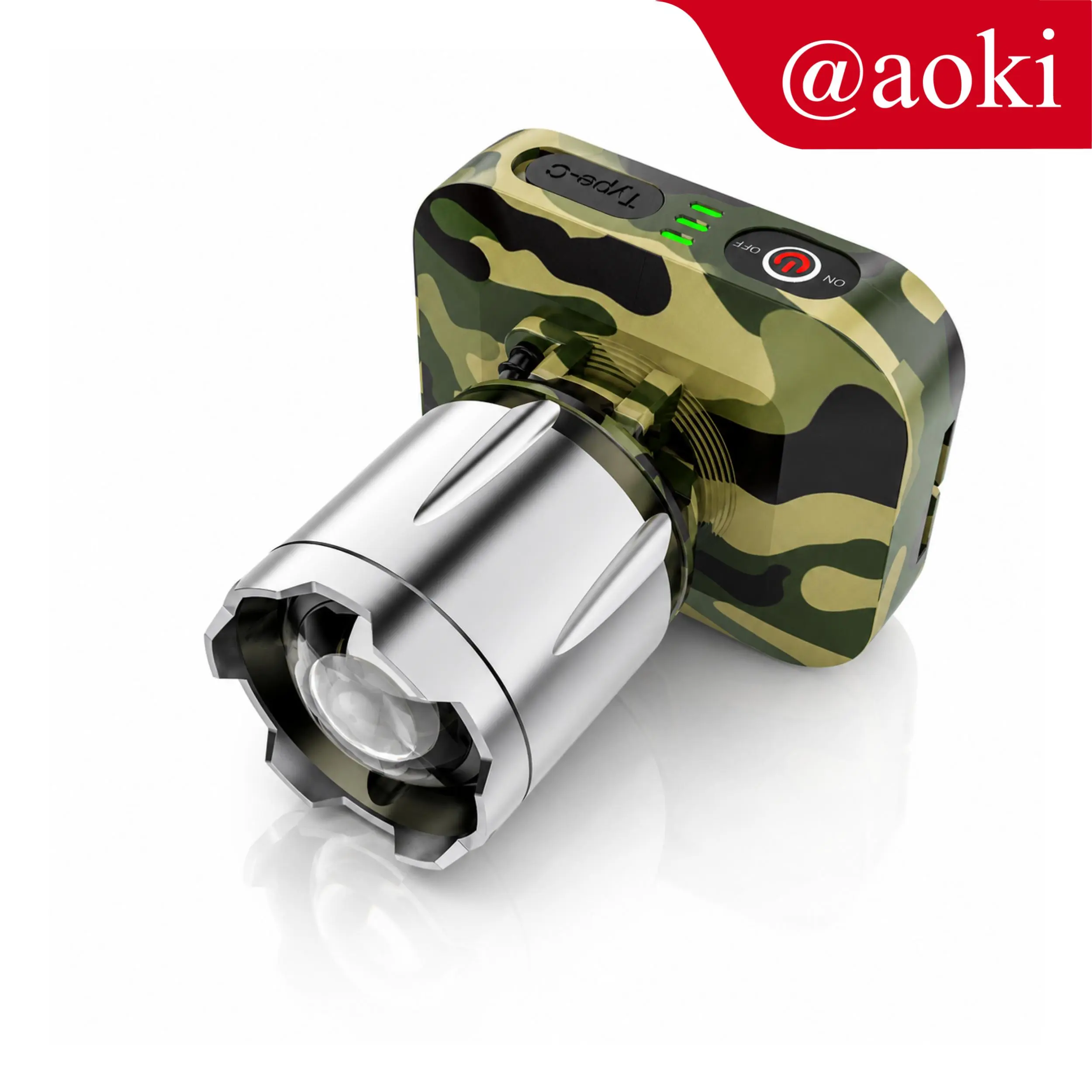 AOKI Senter Kepala Cahaya Maksimal Plus RechargePro dengan USB-C, 80W 1300lumen 1500lumen Fokus & Penyebaran Zoom