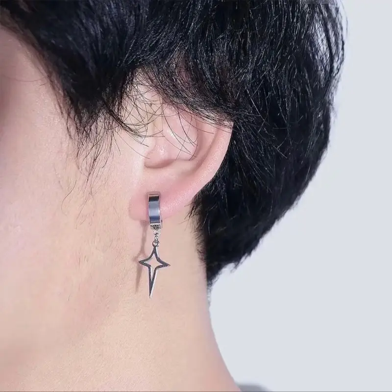 Anting Japit Motif Bintang Anti Karat Dan Luntur Untuk Pria Dan Wanita - Earrings 7