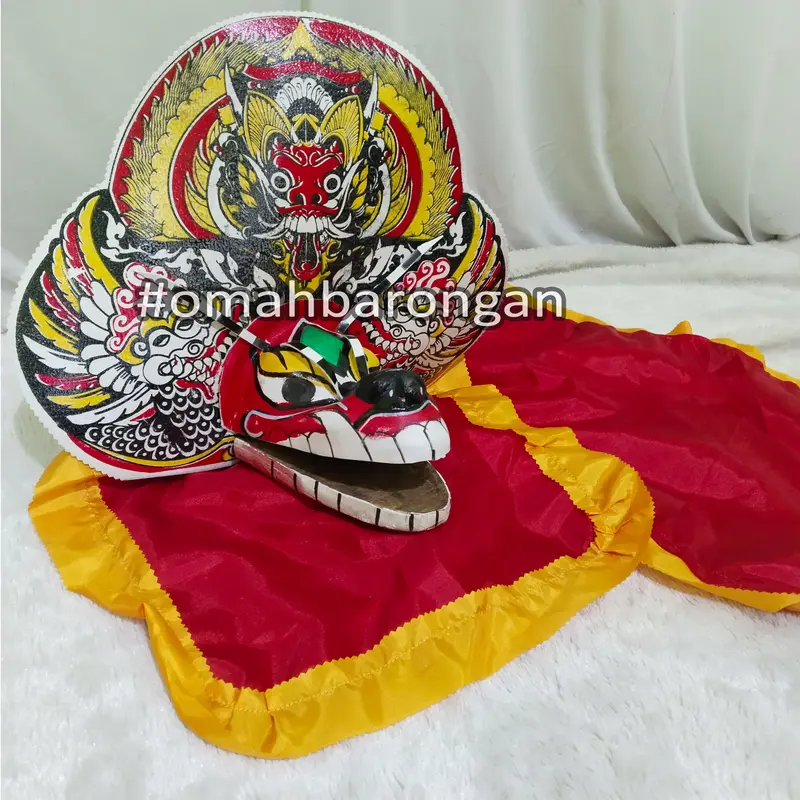 Barongan Anak Kecil Spons Ukuran Jumbo Dan Tanggung Motif Bali Leak Merah Warna Merah Kuning 2