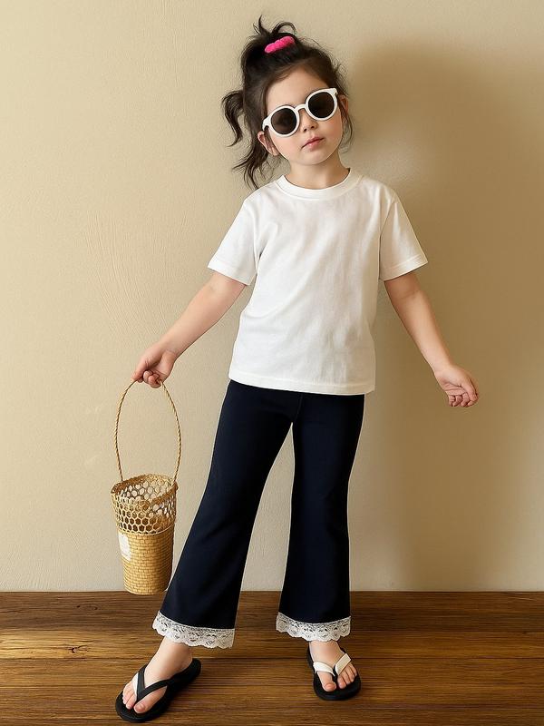 Combo 3c Quần Legging Bé Gái Ống Loe Viền Ren - Dễ thương & Nữ tính