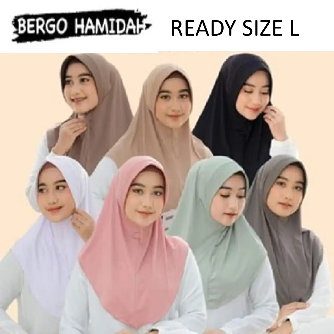 Jilbab Instan Bergo Hamidah Ukuran L Jersey Muslim Pad pet size L
