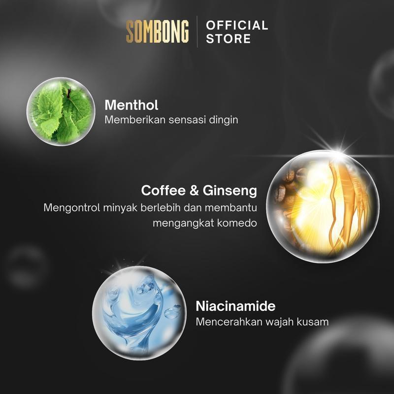 Sombong 5-in-1 Face Wash / sabun muka with Coffee & Ginseng Sabun Pembersih Wajah Pria 100 ml 4