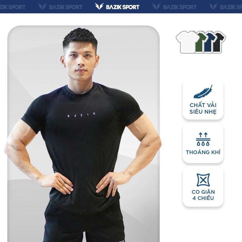 Áo Thun Thể Thao Nam Ngắn Tay BAZIK Icon10 Relax Fit co giãn 4 chiều, vận động thoải mái, thoáng khí tập gym, pickleball