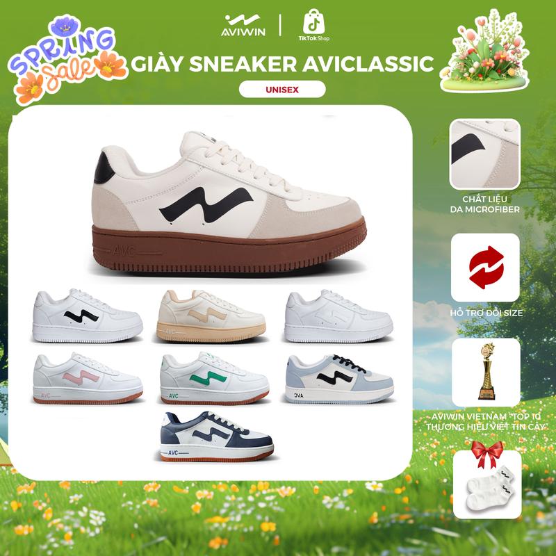  Giày Sneaker Thể Thao AVIWIN AviClassic AVC 001 AVC 002 Unisex Nam Nữ Đế TPR Cao 4-5cm Tăng Chiều Cao Chống Trơn Trượt Thời Trang - Bảo hành chính hãng 