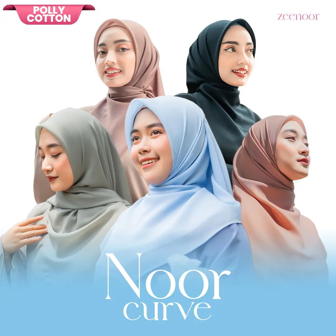 Zeenoor Hijab Malay Curve - Kerudung Oval Empat Sisi Pollycotton by Cacil - Size 120,130,140