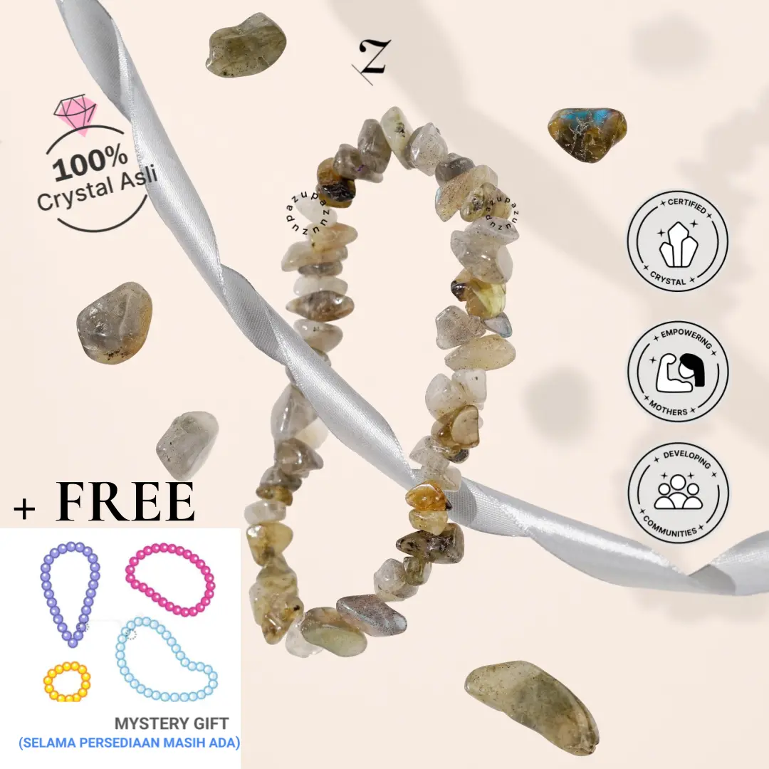 Zupazupazuu Myriad Crystal Bracelet - Gelang Crystal Gemstone 6mm Wanita Pria Rose Quarts Amethyst Citrine  [Free Gift Kristal Gelang/Kalung/Cincin Random]