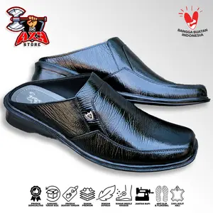 Sepatu Selop kulit Bustong (AN) 100% kulit asli Pria selop kulit Shoes antiselip eu:46