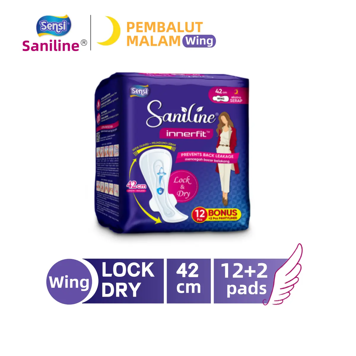 Penggunaan malam hari-42cm/12+2 pads