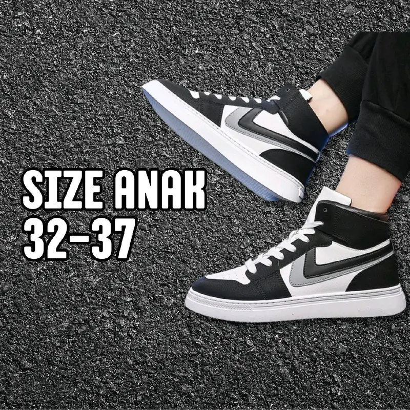 Sepatu Anak Terlaris Sepatu Sekolah Ukuran 33-37 Full Hitam / Sneakers Hitam Tanpa Tali sepatu anak-anak Fashion 3
