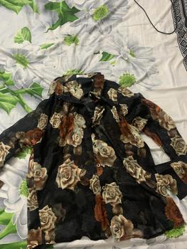 Product Review of Sơ mi Tơ hoa nổi họa tiết nữ MQ Boutique áo sơ mi hoa cam nau nền đen dài tay kiểu công sở thiết kế from N**m 2