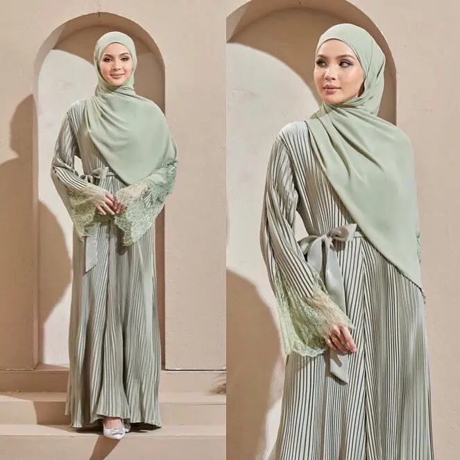 Pleated Lace Abaya Pleated Allium Dubai Abaya Malaysia Dress Beautiful Glamour