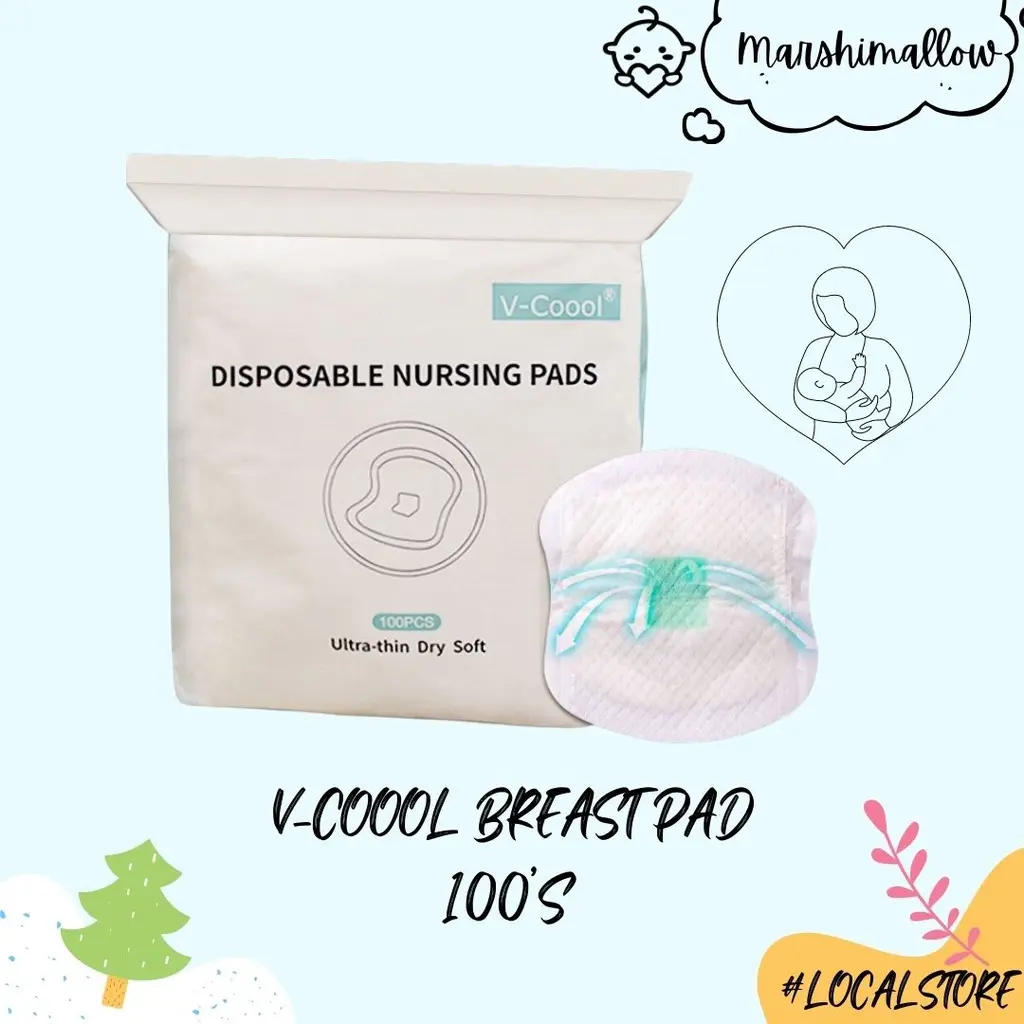 [MOTTSS] 100pc V-coool Thin Absorbent Disposable Breast Pad for Breastfeeding Mummy Vcoool