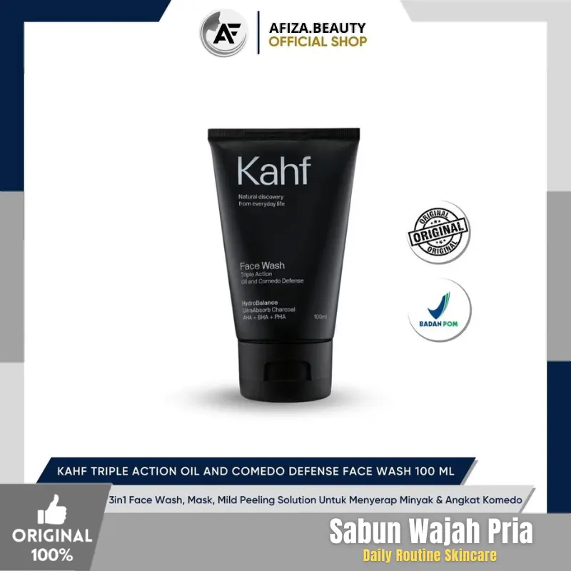 KAHF FACE WASH KOMEDO - 100 ml Sabun Cuci Muka Pencerah Wajah dan Mengangkat Sel Kulit mati Viral Original