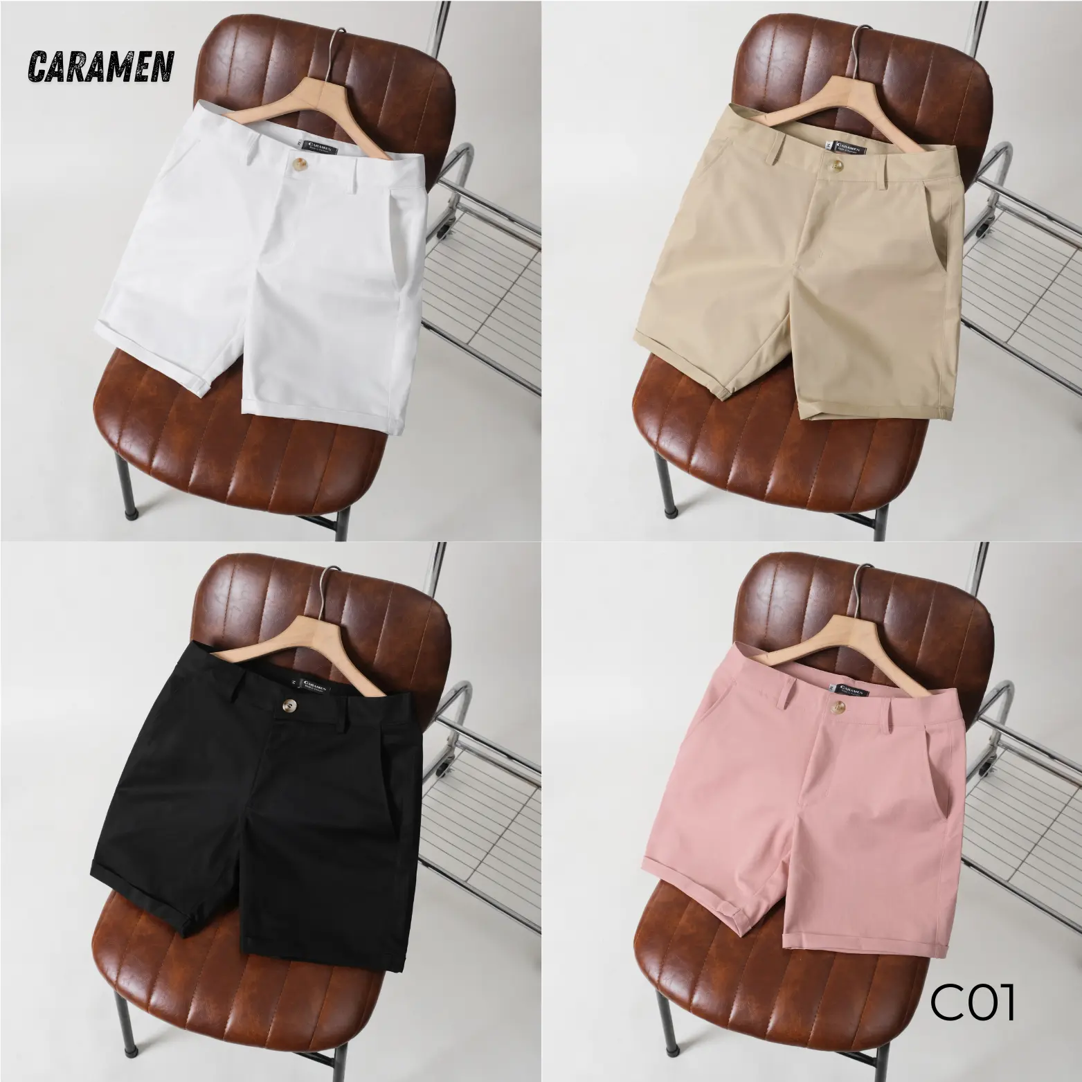 (C01) Quần Short Kaki Nam Cao Cấp CARAMEN  – 7 Màu Quần - Vải Kaki Xịn Mềm Mịn Co Giãn, Khóa Kéo, Phong Cách Trẻ Trung Menswear
