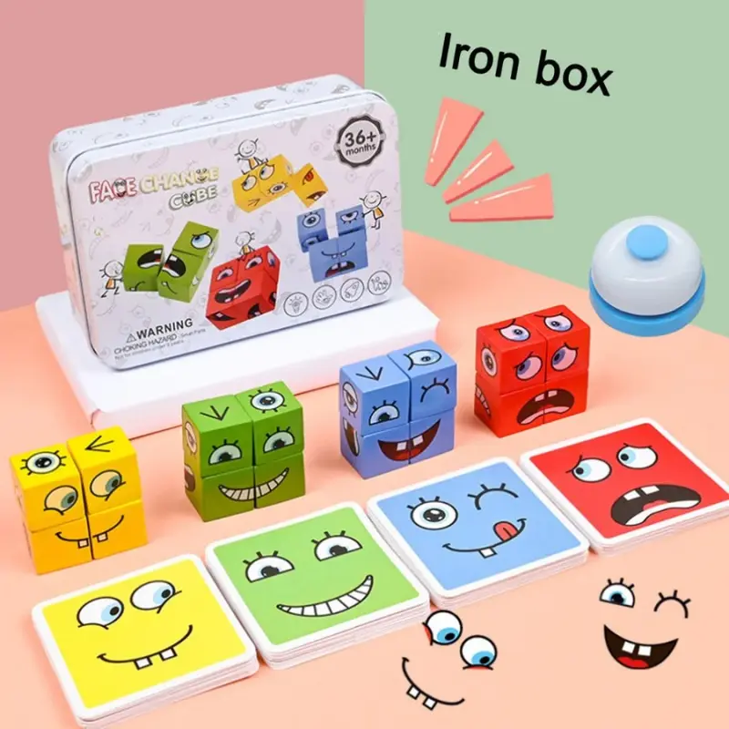 Mainan Puzzle Rubik Kayu Face Changing Funny Building Blocks 0
