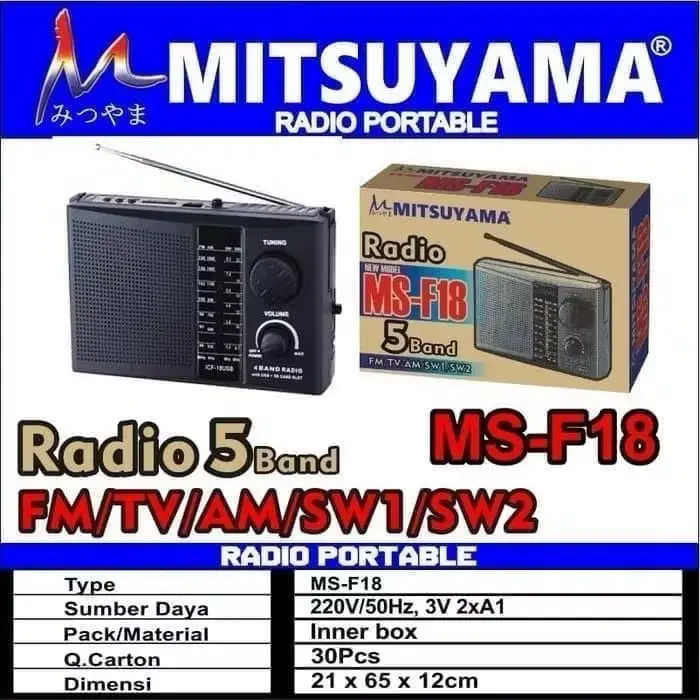Radio Mitsuyama Internasional 5 Band FM/TV/AM/SW1/SW2 MS-4020 Seri F18 SNI Original
