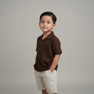 Kemeja Anak Laki-laki 1-6 Tahun Lengan Pendek Katun Linen Premium Fashion untuk Tampilan Stylish dan Nyaman