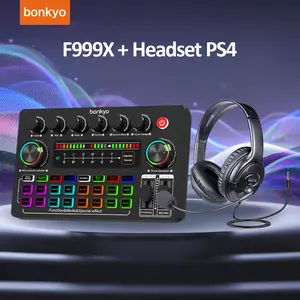 Bonkyo F999X Soundcard + Headset PS4: Paket Lengkap Peralatan Siaran Langsung dengan Soundcard Bluetooth dan Mixer Audio untuk Karaoke Live