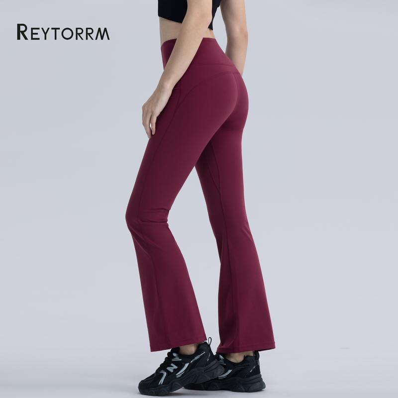 Reytorrm Legging Sport Celana Yoga Wanita Celana Cutbray Basic Wide Leg High Waist Yoga Pants（CK066) Olahraga Pakaian Outdoor 1
