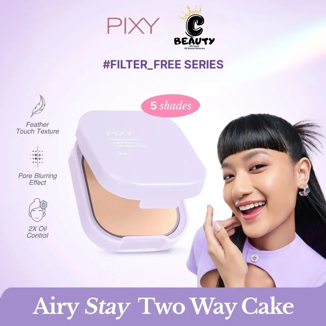 PIXY #Filter_Free Airy Stay Two Way Cake - Bedak Padat Anti Air dan Tahan Lama - Powder, Waterproof
