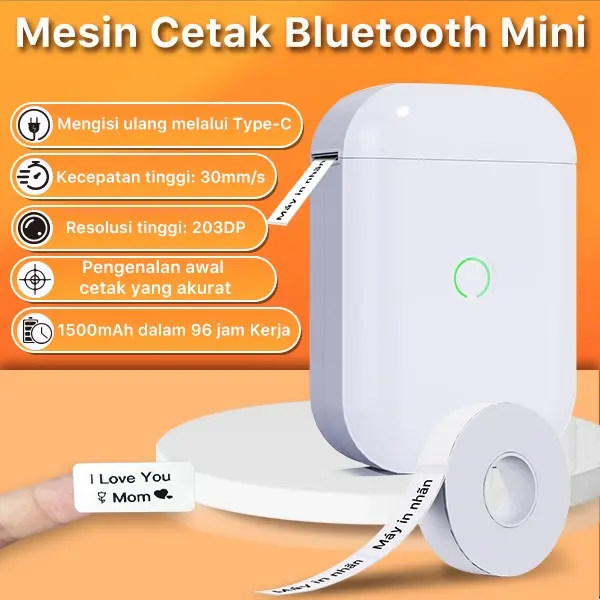 D11 Pencetak Label Thermal Printer Portabel dengan Bluetooth Nirkabel Mesin Pembuat Label