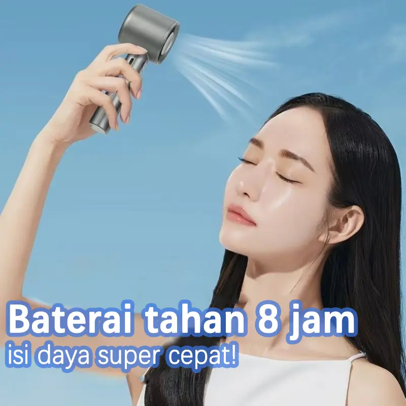 【COD】Kipas Mini angin portable Strong Wind 120 Daya tahan baterai yang kuat selama 16 jam Tampilan LED Kabel pengisi daya dan tali tangan gratis 2