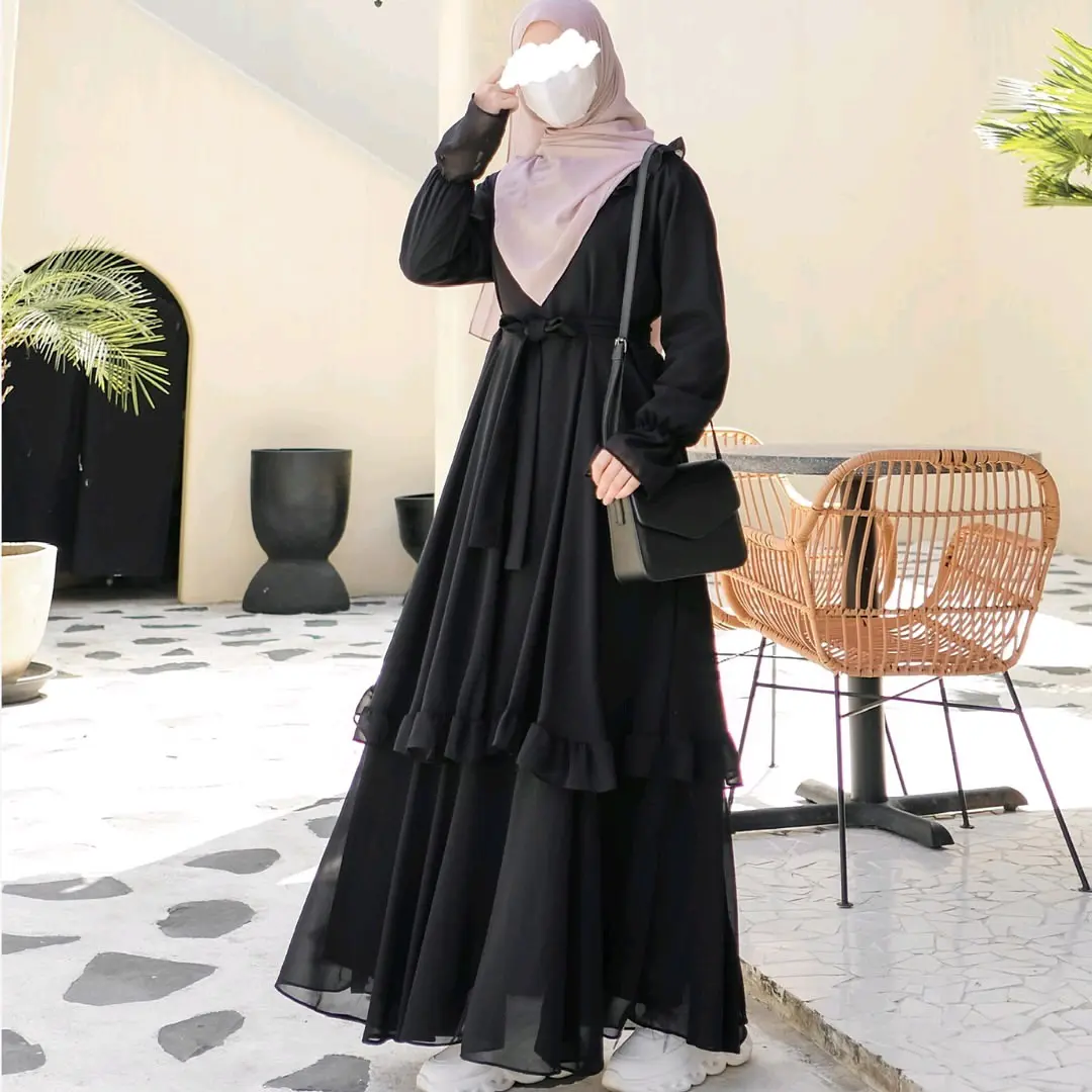 Gamis Malaysia Model Terbaru Kekinian Gamis Muslim Melayu Polos Bahan Cerutty Babydoll Light Grey