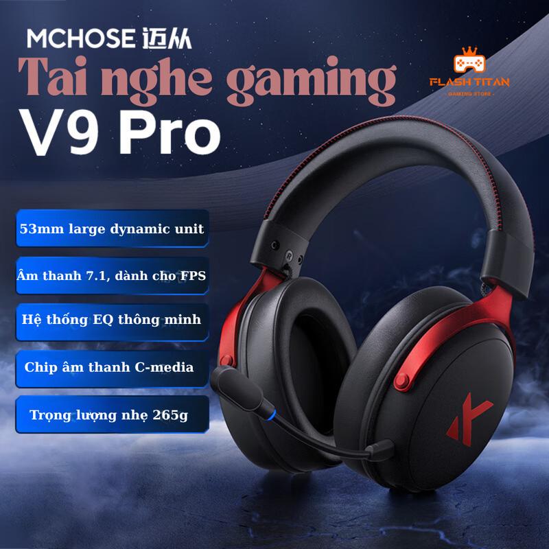 Tai nghe chụp tai Gaming Mchose V9 pro - Hỗ trợ app tùy chỉnh - Có mic đàm thoại - 3 mode kết nối