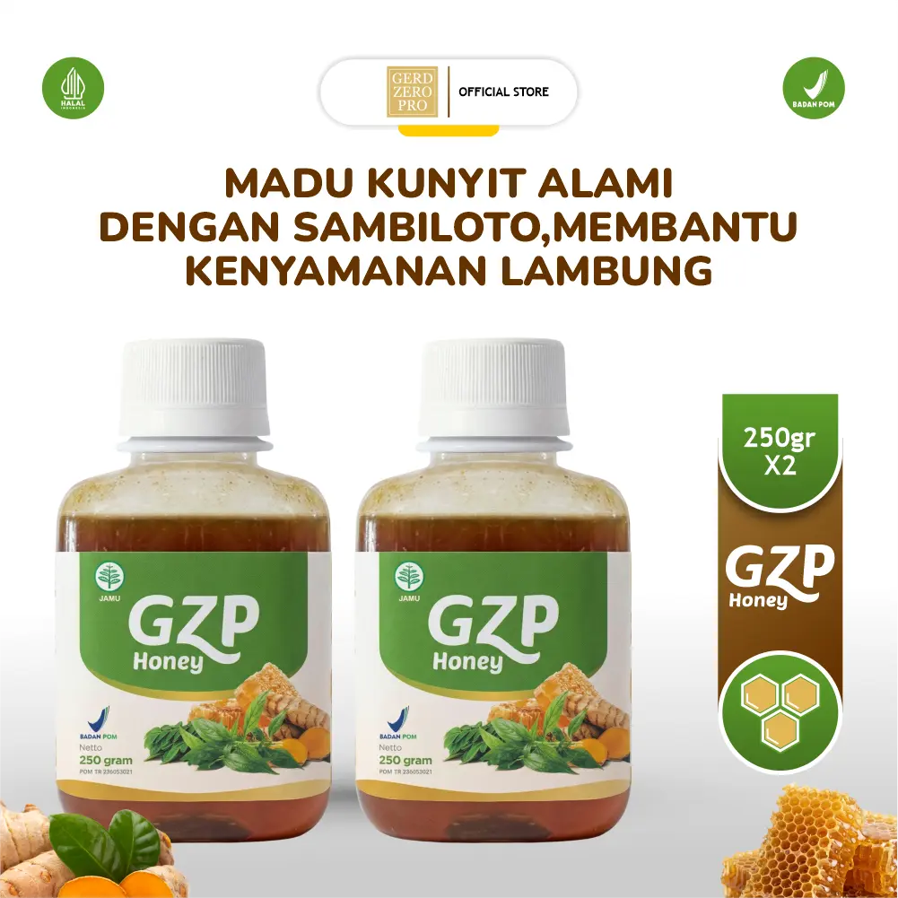 Gerd Zero Pro Paket Bundling 2pcs GZP Honey Lambung Herbal Alami 250gr POM TR236053021