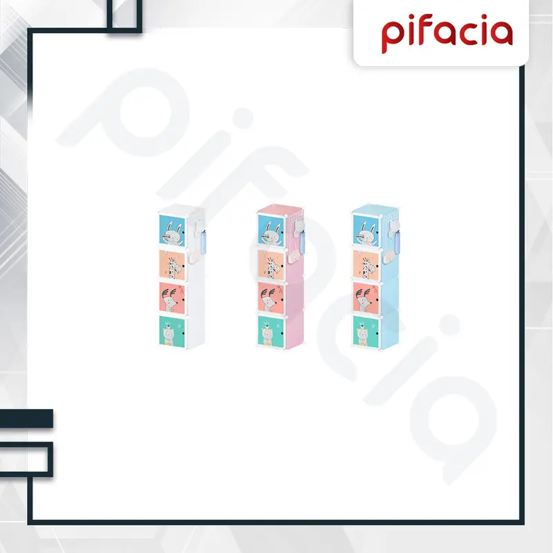 PIFACIA Lemari Pakaian Anak Baby 4 Susun Dengan Gantungan Portable Kabinet Penyimpanan Serbaguna 4