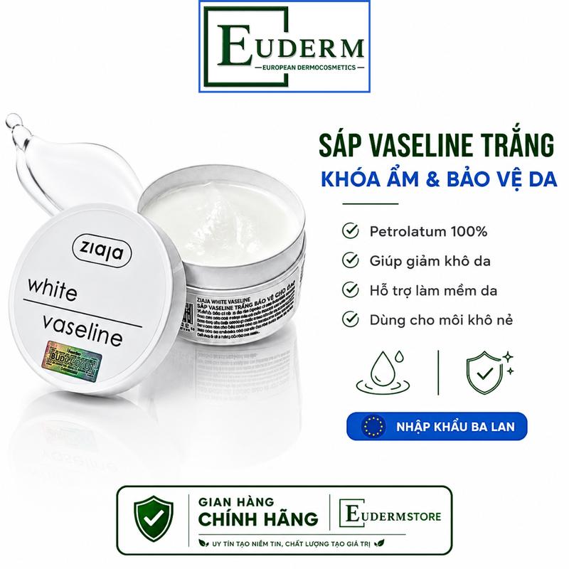Sáp Vaseline trắng dưỡng ẩm bảo vệ da khô nứt nẻ - Ziaja White Vaseline 30ml